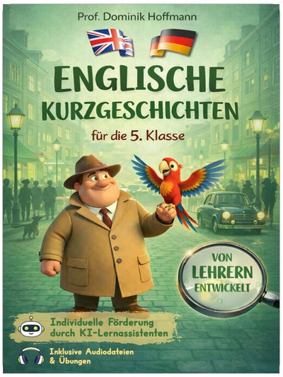 Englische Kurzgeschichten für die 5. Klasse: Löse 12 spannende Fälle mit Detektiv Stumble und Polly! inkl. Audiodateien & Übungen. Von Lehrern entwickelt!