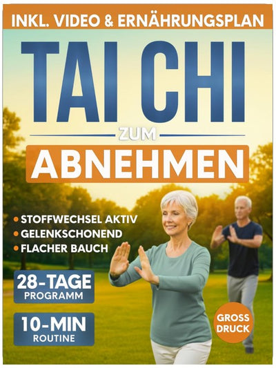 Tai Chi zum Abnehmen: Das 28-Tage-Programm, um den Stoffwechsel in Schwung zu bringen und Bauchfett zu reduzieren | Tägliche 10-Minuten-Routine mit einfachen, gelenkschonenden Übungen