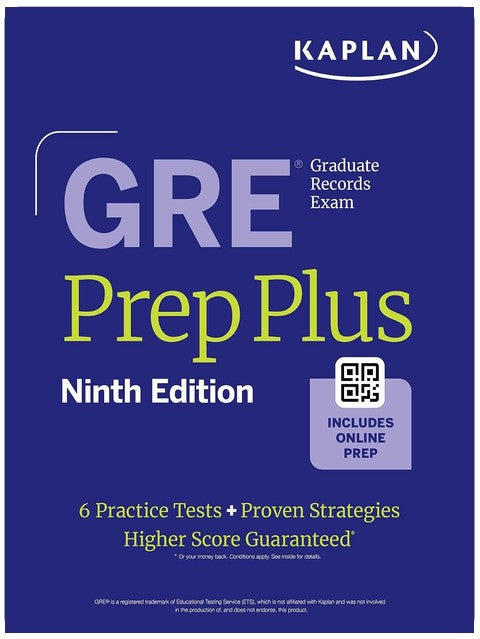 GRE Prep Plus, Neuvième édition (2026) : Inclut 6 tests pratiques, plus de 1500 questions pratiques + accès en ligne à une banque de plus de 500 questions, des tutoriels vidéo et des sessions de cours en direct (Kaplan Test Prep)