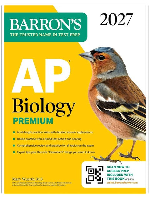 AP Biology Premium, 2027: Übungsbuch mit 6 Probetests + umfassende Wiederholung + Online-Übungen (Barron's AP Prep)