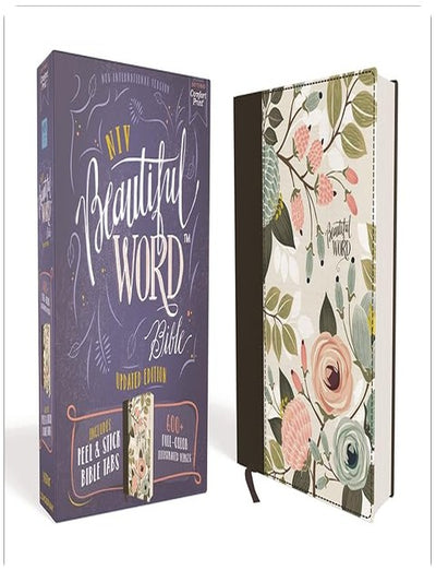 NIV, Beautiful Word Bible, Updated Edition, Journal Edition for Women, 600+ Full-Color Illustrated Verses, Peel/Stick Bible Tabs, Floral Cloth over Board, Red Letter, Comfort Print