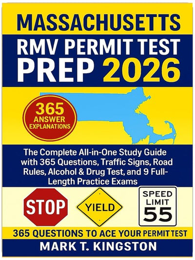 MASSACHUSETTS RMV PERMIT TEST PREP 2026: The complete all-in-one Study Guide with 365 Questions, Traffic Signs, Road Rules, Alcohol & Drug Test, and 9-Full length Practice Exams