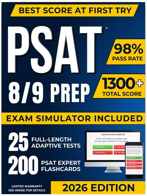PSAT 8/9 Test Prep: The Most Complete Study Guide Including our Advanced Exam Simulator Platform, 25 Full-Length Practice Tests, and 200 Flashcards to Build a Strong Foundation for High School Success