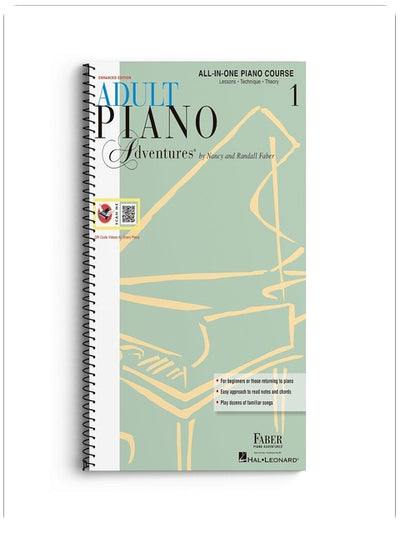 Adult Piano Adventures: All in One Course - Book 1 | Faber Beginner Method Piano Book for Adults with Chords and Music Notation | Piano Sheet Music and Theory for Self Learners With Digital Audio