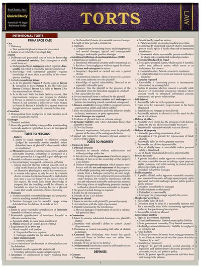 Délits civils : Guide de référence plastifié QuickStudy (Droit : Quick Study)